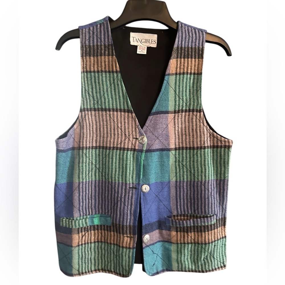Vintage Tangibles Multicolor Women’s Plaid Vest
